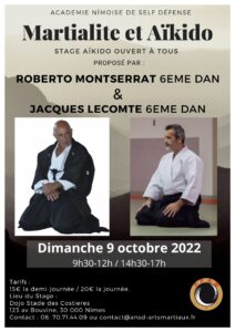 Stage d'Aïkido à Nîmes animé par Roberto Montserrat 6ème dan et Jacques Lecomte 6ème dan @ stade des costieres, salle des combats | Nîmes | Occitanie | France